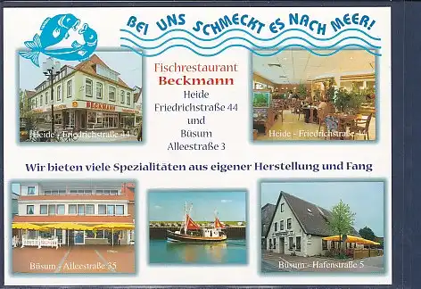 AK Fischrestaurant Beckmann Heide und Büsum 5.Ansichten 1990