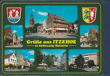 Wappen AK Grüße aus Itzehoe in Scheswig Holstein 6.Ansichten 2000