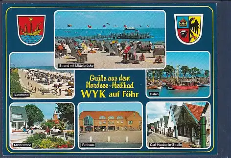 Wappen AK Grüße aus dem Nordsee Heilbad Wyk auf Föhr 6.Ansichten 2000