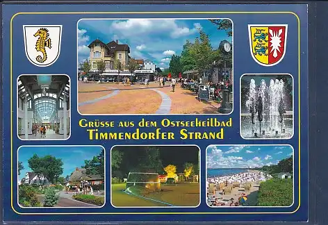 Wappen AK Grüsse aus dem Ostseeheilbad Timmendorfer Strand 6.Ansichten 2000