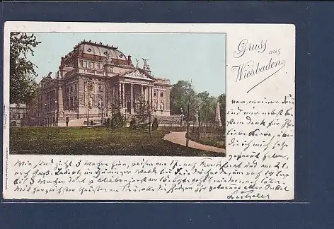 Litho AK Gruss aus Wiesbaden 1901