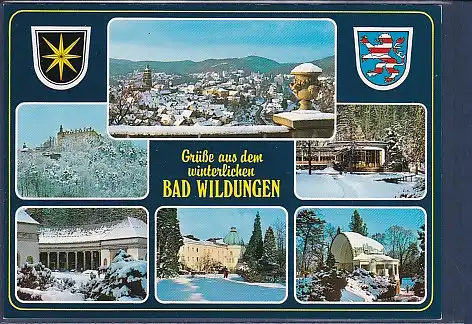 Wappen AK Grüße aus dem winterlichen Bad Wildungen 6.Ansichten 2000