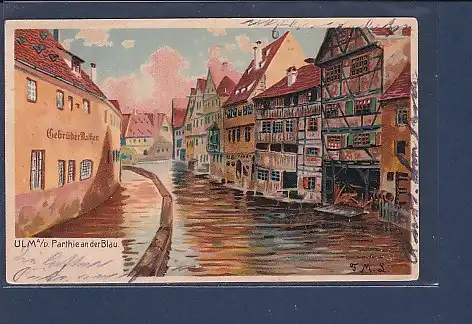 AK Ulm a/D. Parthie an der Blau 1906