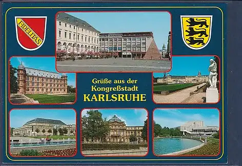 Wappen AK Grüße aus der Kongreßstadt Karlsruhe 6.Ansichten 2000