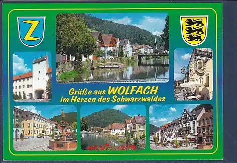 Wappen AK Grüße aus Wolfach im Herzen des Schwarzwaldes 6.Ansichten 2000