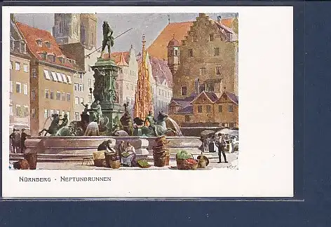 AK Nürnberg Neptunsbrunnen signiert Kley 1920