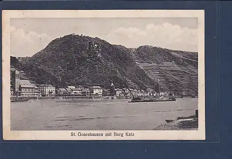 AK St. Goarshausen mit Burg Katz 1921