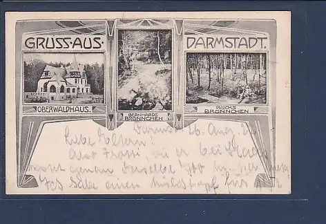 AK Gruss aus Darmstadt 3.Ansichten Oberwaldhaus 1922