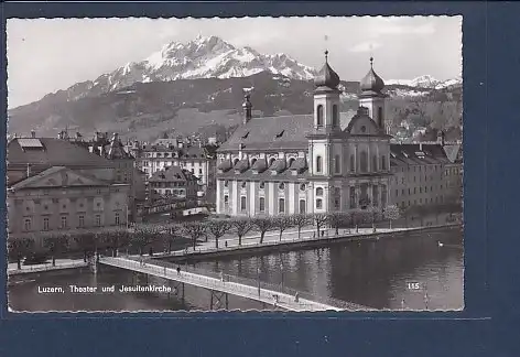 AK Luzern Theater und Jesuitenkirche 1954