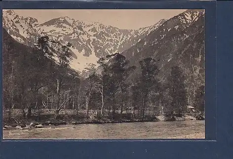 AK The Distant View of Hotaka Peak with the Remaining Snow in the Top Looking from the River Azusa 1920
