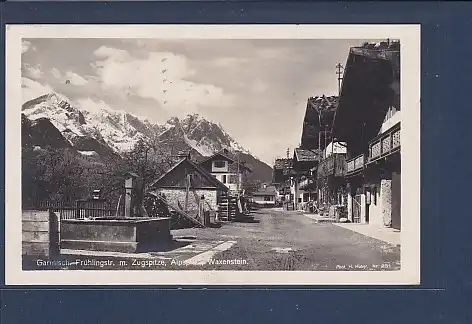 AK Garmisch Frühlingstr. m. Zugspitze Alpspitze Waxenstein 1927