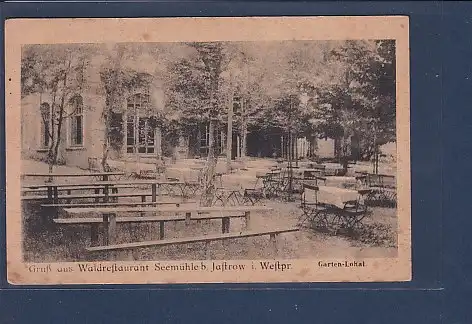AK Gruß aus Waldrestaurant Seemühle b. Jastrow i. Westpr. Garten Lokal 1920