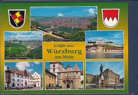 Wappen AK Grüße aus Würzburg am Main 6.Ansichten 2000