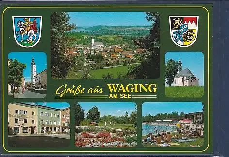 Wappen AK Grüße aus Waging am See 6.Ansichten 2000