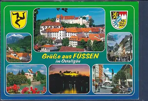 Wappen AK Grüße aus Füssen im Ostallgäu 6.Ansichten 2000