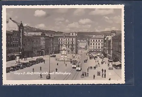 AK Linz a.D. Adolf Hitlerplatz mit Pöstlingberg 1940