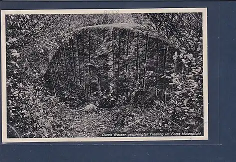 AK Durch Wasser gesprengter Findling im Forst Maienpfuhl 1930