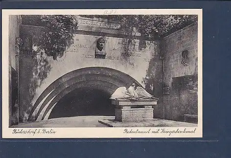 AK Rüdersdorf b. Berlin Redentunnel mit Kriegerdenkmal 1930