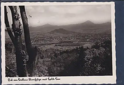 AK Blick vom Forsthaus Schweissjäger nach Teplitz Turm 1942