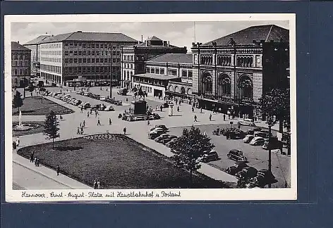 AK Hannover Ernst August Platz mit Hauptbahnhof u. Postamt 1955