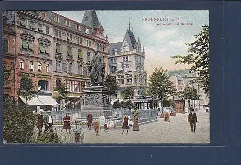 AK Frankfurt a. M. Goetheplatz mit Denkmal 1907