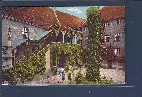 AK Nürnberg Burg Schloßhof mit Linde 1920