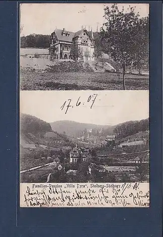 AK Familien Pension Villa Tyra Stolberg Südharz 2.Ansichten 1907