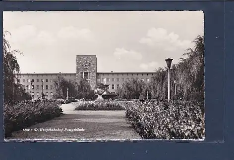 AK Linz a.D. Hauptbahnhof - Postgebäude 1962