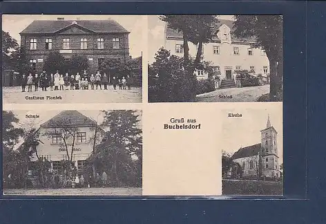 AK Gruß aus Buchelsdorf 4.Ansichten Gasthaus - Schule 1932