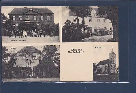 AK Gruß aus Buchelsdorf 4.Ansichten Gasthaus - Schule 1934