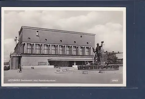 AK Göteborg Stadsteatern med Poseidonfontänen 1940