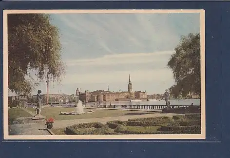 AK Stockholm Motiv fran Stadshusträdgarden 1953