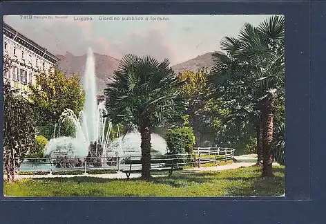 AK Lugano Giardino pubblico e fontana 1906