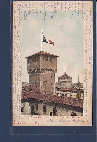 AK Milano - Primi restauri al Castello Storzesco 1908