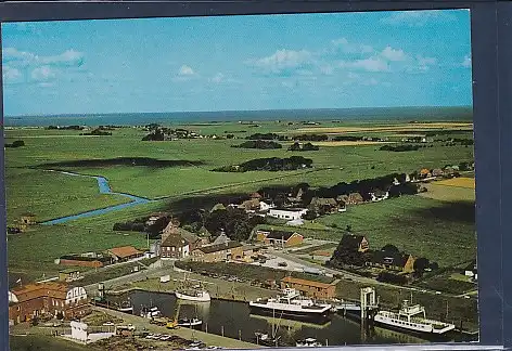 AK Nordseeinsel Pellworm Hafen mit Fährschiffen 1975