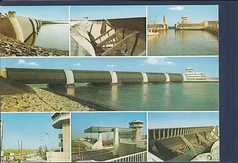 AK Der Eiderdamm mit Sperrwerk Schleuse und Autotunnel 1977