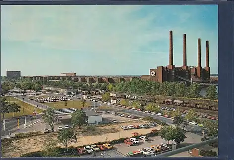 AK Volkswagenstadt Wolfsburg Volkswagenwerk und Bahnhof 1970