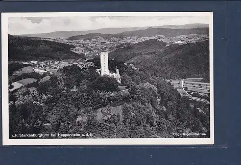AK J. H. Starkenburgturm bei Heppenheim Fliegeraufnahme 1957