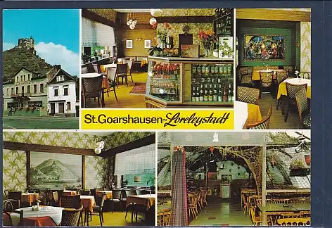 AK St. Goarshausen - Loreleystadt Hotel Krone am Markt 5.Ansichten 1970