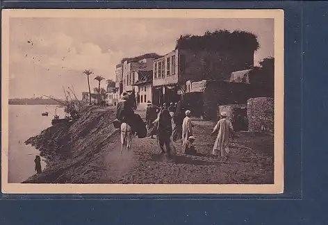 AK Cairo Arabian village on the banks of the Nile 1930