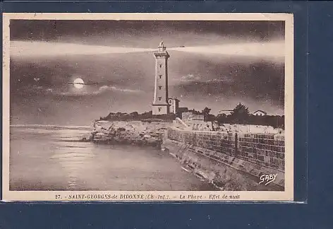 AK Saint Georges de Didonne - Le Phare - Effet de nuit 1923