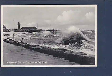 AK Nordseebad Büsum - Sturmflut am Südstrand 1934