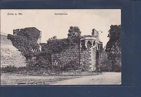 AK Zons a. Rh. Schloßruine 1915