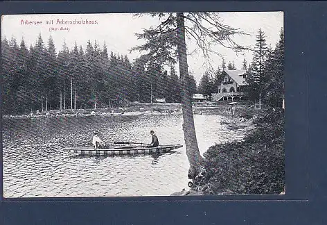 AK Arbersee mit Arberschutzhaus ( Bayr. Wald) 1909