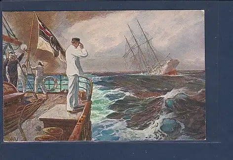 AK Der letzte Gruß Abschied des Kapitänleutnants Hellmuth v. Mücke und der Emden 1914