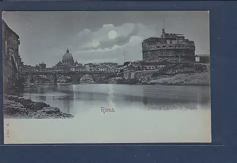 Mondschein AK Roma Ponte e Castello S. Angelo 1910