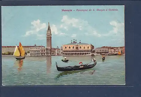 AK Venezia - Panorama da S. Giorgio e Gondola 1920