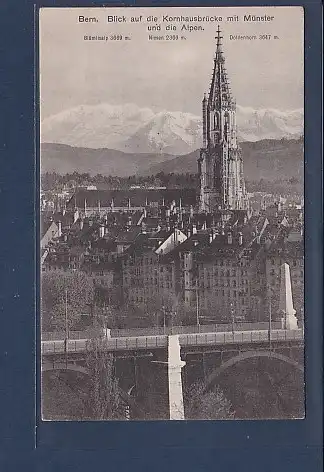 AK Bern Blick auf die Kornhausbrücke mit Münster und die Alpen 1930