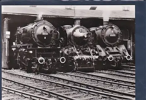 AK Deutsche Bundesbahn Schnellzug Lokomotiven 01 113, 18 505 und 01 075 im BW Treuchtlingen 1975