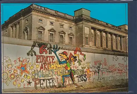 AK Berlin Mauer Graffity Kochstraße mit ehem Gestapo Hauptquartier 1989